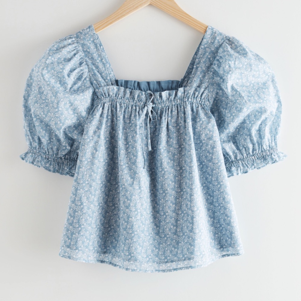 & Other Stories Square Neck Puff Sleeve Top (US 4)